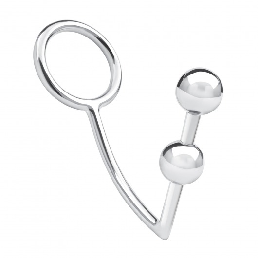 Кольцо на пенис с анальным стимулятором Two Bead Stainless Steel Anal Hook   Cock Ring - BlueLine - в Орске купить с доставкой