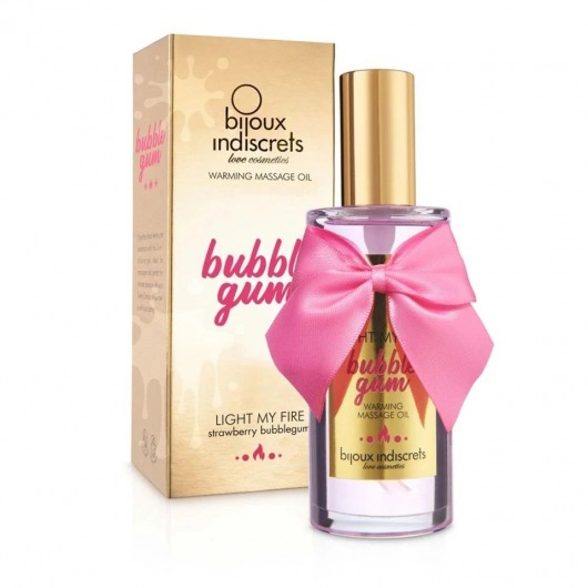 Разогревающее массажное масло Light My Fire Bubble Gum с ароматом бабл-гам - 100 мл. - Bijoux Indiscrets - купить с доставкой в Орске