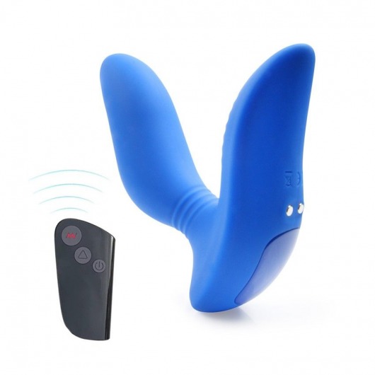 Синий вибромассажер простаты 3,5’’ Remote Control Curve P-spot Massager - 12 см. - Erokay - в Орске купить с доставкой
