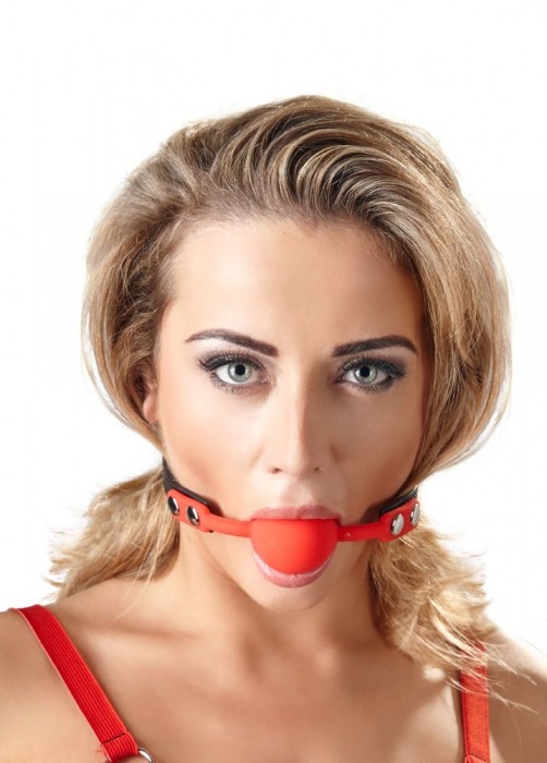 Силиконовый кляп-шар на чёрных ремешках Red Gag silicone - Orion - купить с доставкой в Орске