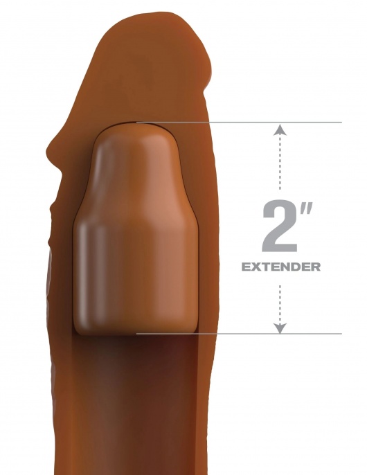 Коричневая насадка на член 2  Silicone X-tension - 20,3 см. - Pipedream - в Орске купить с доставкой