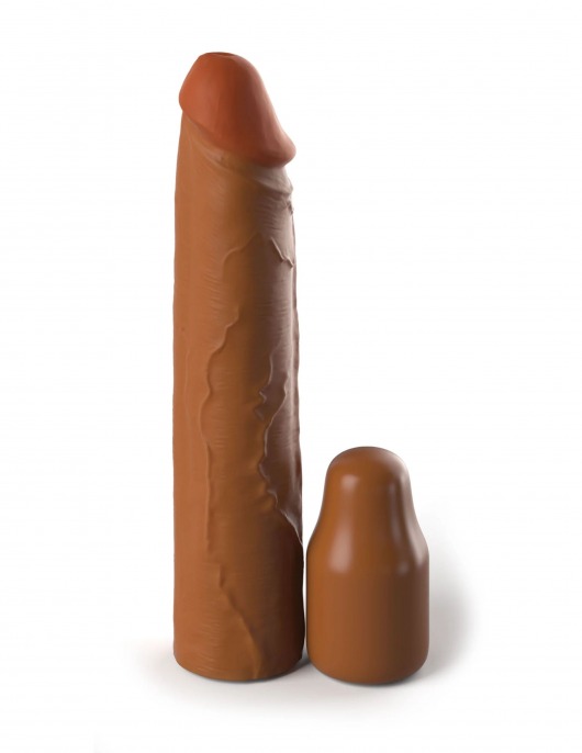Коричневая насадка на член 2  Silicone X-tension - 20,3 см. - Pipedream - в Орске купить с доставкой