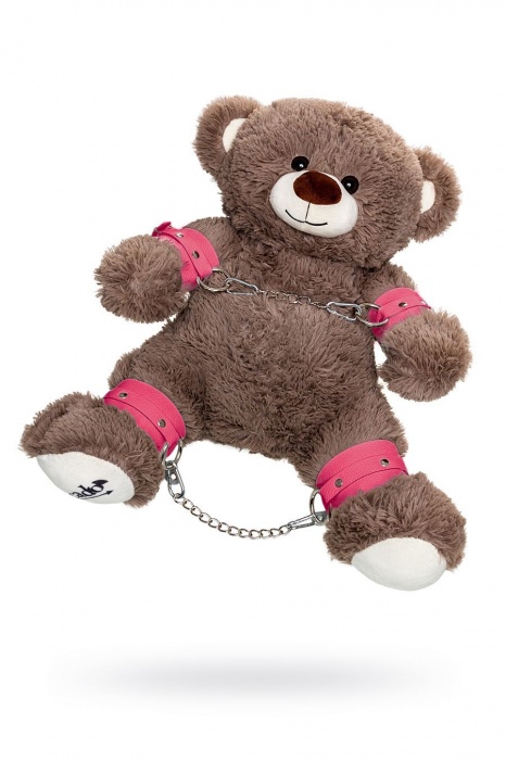 Бондажный набор: бурый мишка с розовыми оковами и наручниками - Pecado - купить с доставкой в Орске
