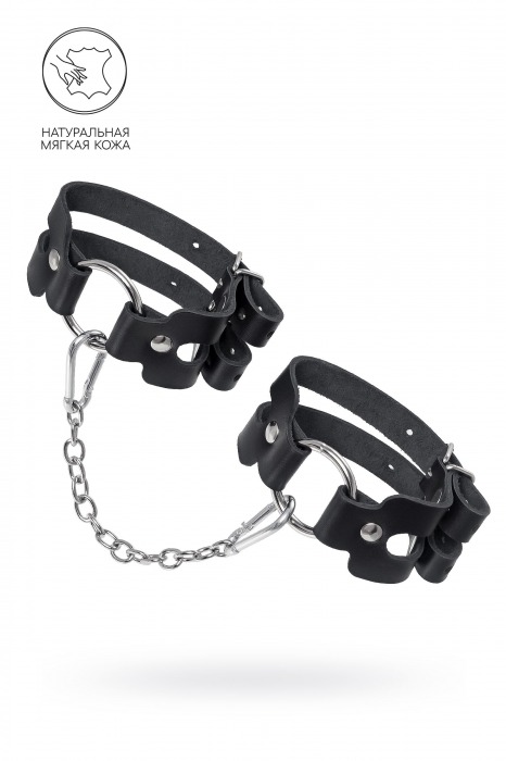Черные кожаные оковы из двух ремешков - Pecado - купить с доставкой в Орске