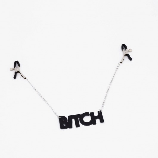 Зажимы на соски с кожаной подвеской Bitch - Crazy Handmade - купить с доставкой в Орске
