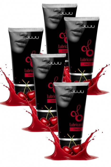 Набор из 5 съедобных лубрикантов JUJU со вкусом вишни - JuJu - купить с доставкой в Орске Набор из 5 съедобных лубрикантов JUJU со вкусом вишни - JuJu - купить с доставкой в Орске