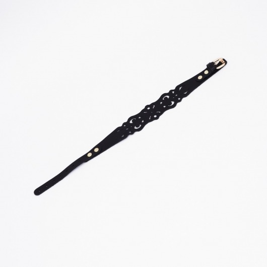 Черный ажурный чокер с золотистой фурнитурой - Crazy Handmade - купить с доставкой в Орске