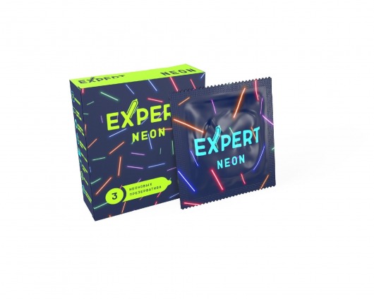 Светящиеся в темноте презервативы Expert Neon - 3 шт. - Expert - купить с доставкой в Орске