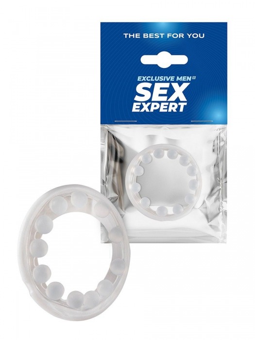 Эрекционное кольцо со стимулирующими шариками на поверхности - Sex Expert - в Орске купить с доставкой