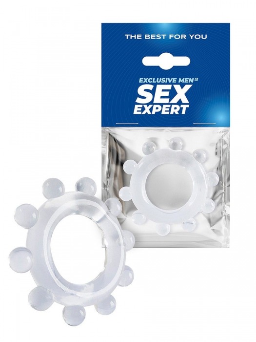 Прозрачное эрекционное кольцо со стимулирующими шариками - Sex Expert - в Орске купить с доставкой