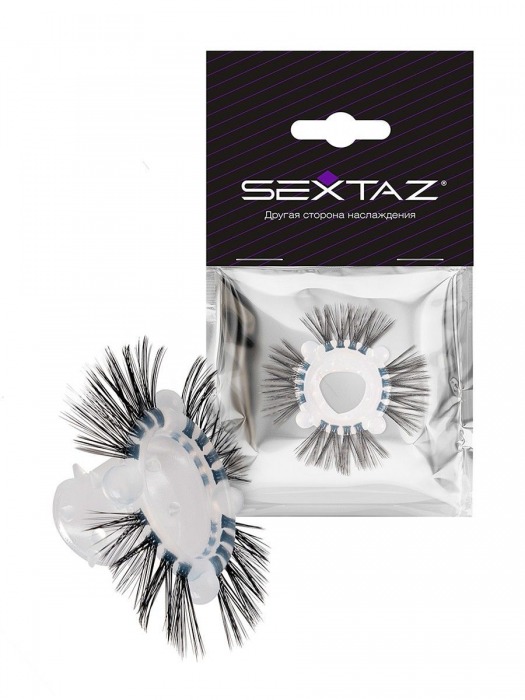 Эластичное эрекционное кольцо с черными «ресничками» - Sextaz - в Орске купить с доставкой