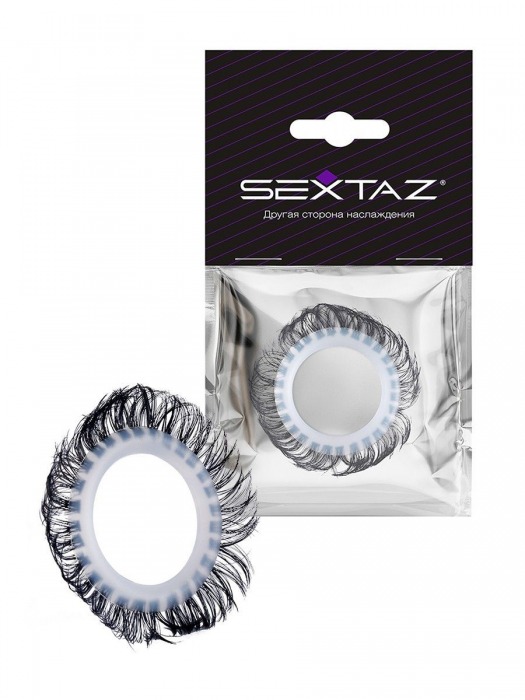 Эластичное эрекционное колечко с черными «ресничками» - Sextaz - в Орске купить с доставкой