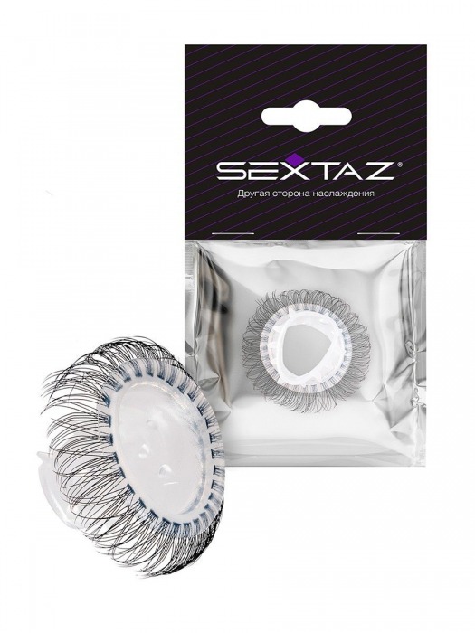 Эластичное эрекционное кольцо с длинными черными «ресничками» - Sextaz - в Орске купить с доставкой
