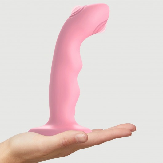 Розовая насадка-стимулятор Strap-On-Me Tapping Dildo Wave - Strap-on-me - купить с доставкой в Орске