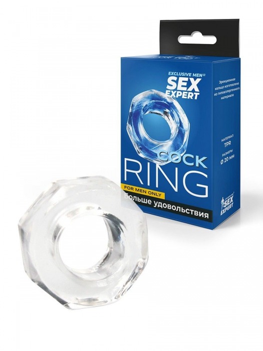 Прозрачное эрекционное кольцо в форме гайки - Sex Expert - в Орске купить с доставкой