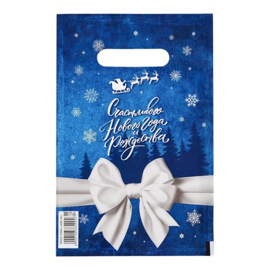 Сине-белый подарочный новогодний пакет с вырубной ручкой (20х30 см) - Сима-Ленд - купить с доставкой в Орске