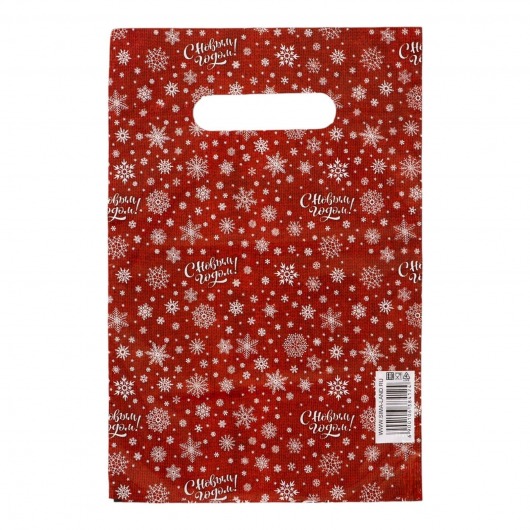 Красный подарочный новогодний пакет с вырубной ручкой (20х30 см) - Сима-Ленд - купить с доставкой в Орске