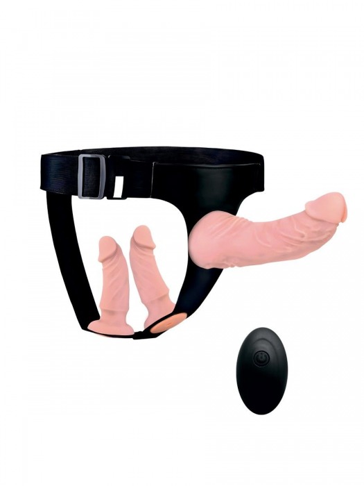 Женский страпон с 3 насадками и вибрацией - Erowoman-Eroman - купить с доставкой в Орске