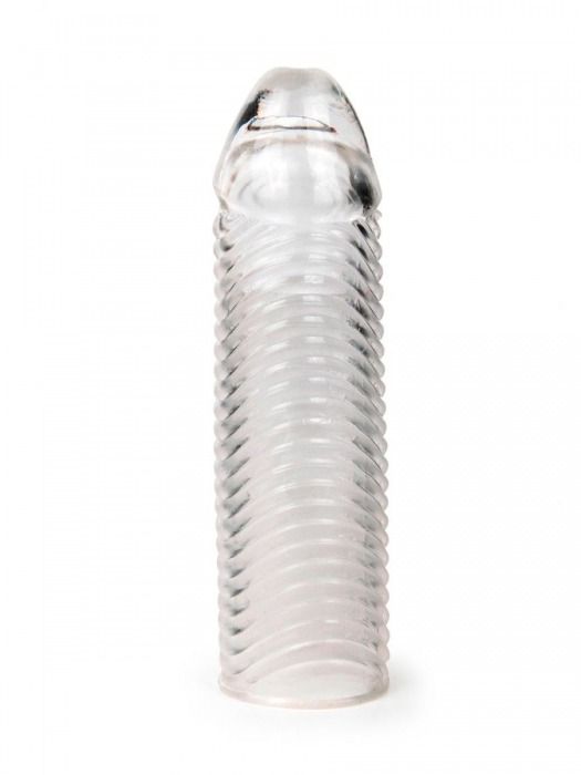 Прозрачная закрытая насадка на пенис с ребрышками - 16 см. - Sex Expert - в Орске купить с доставкой