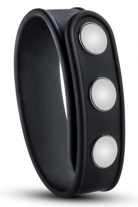 Черное эрекционное кольцо на кнопках - Blush Novelties - в Орске купить с доставкой