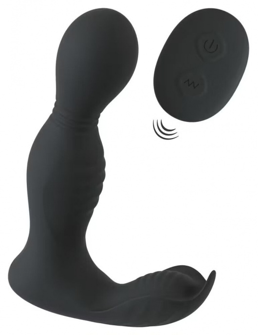 Черная анальная пробка с вибрацией, вращением и пультом ДУ RC Butt Plug with 2 Functions - Orion - в Орске купить с доставкой