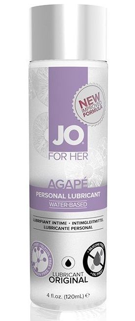 Женский лубрикант на водной основе JO AGAPE LUBRICANT ORIGINAL - 120 мл. - System JO - купить с доставкой в Орске Женский лубрикант на водной основе JO AGAPE LUBRICANT ORIGINAL - 120 мл. - System JO - купить с доставкой в Орске