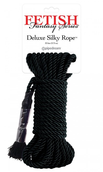 Черная веревка для фиксации Deluxe Silky Rope - 9,75 м. - Pipedream - купить с доставкой в Орске