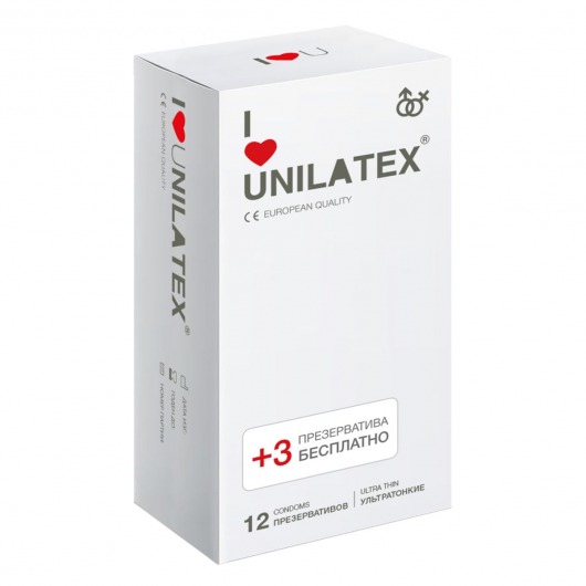 Ультратонкие презервативы Unilatex Ultra Thin - 12 шт. + 3 шт. в подарок - Unilatex - купить с доставкой в Орске