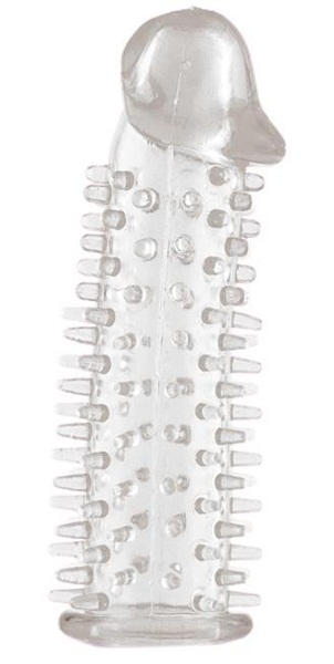 Прозрачная насадка на половой член с закрытой головкой и шипами - 12,5 см. - Toyfa Basic - в Орске купить с доставкой