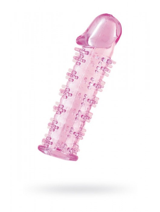 Гелевая розовая насадка на фаллос с шипами - 12 см. - Toyfa Basic - в Орске купить с доставкой