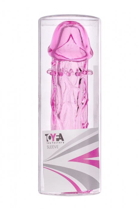 Гладкая розовая насадка с усиками под головкой - 12,5 см. - Toyfa Basic - в Орске купить с доставкой
