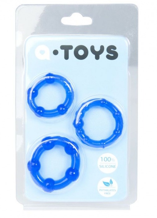 Набор из 3 синих эрекционных колец A-toys - A-toys - в Орске купить с доставкой