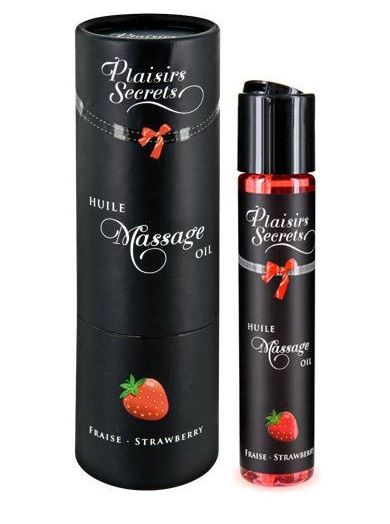 Массажное масло с ароматом клубники Huile de Massage Gourmande Fraise des Bois - 59 мл. - Plaisir Secret - купить с доставкой в Орске