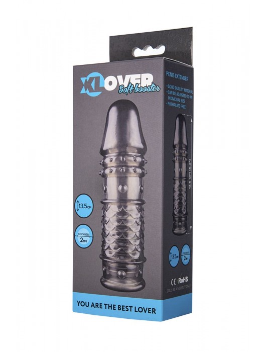 Дымчатая закрытая насадка ToyFa XLover с чешуйками и пупырышками - 13,5 см. - ToyFa - в Орске купить с доставкой