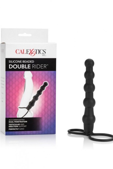 Насадка на пенис для двойного проникновения Silicone Beaded Double Rider - 14 см. - California Exotic Novelties - в Орске купить с доставкой