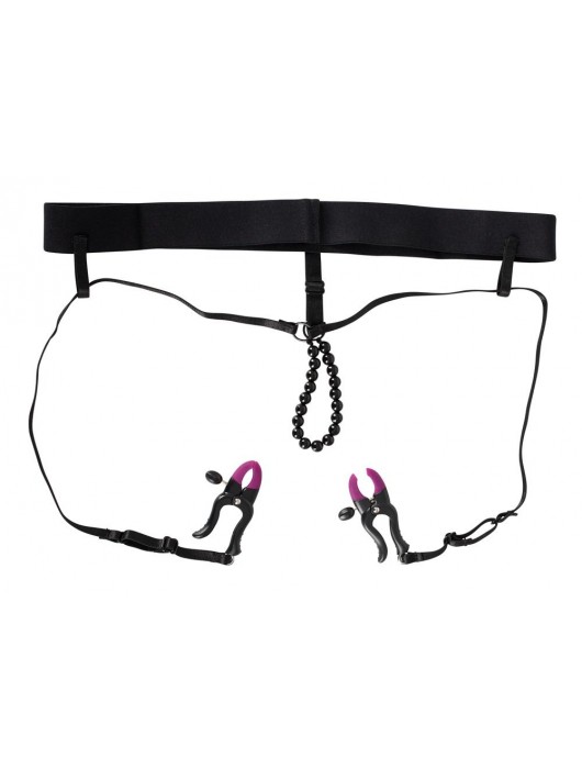 Трусики с зажимами для половых губ и бусинками для массажа промежности - Orion - купить с доставкой в Орске