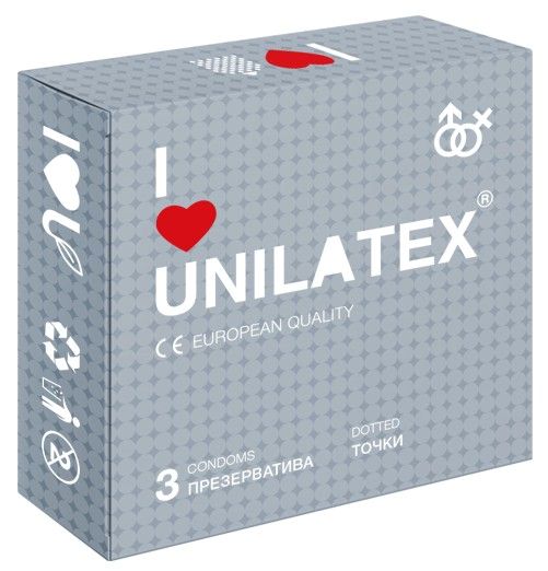 Презервативы с точками Unilatex Dotted - 3 шт. - Unilatex - купить с доставкой в Орске