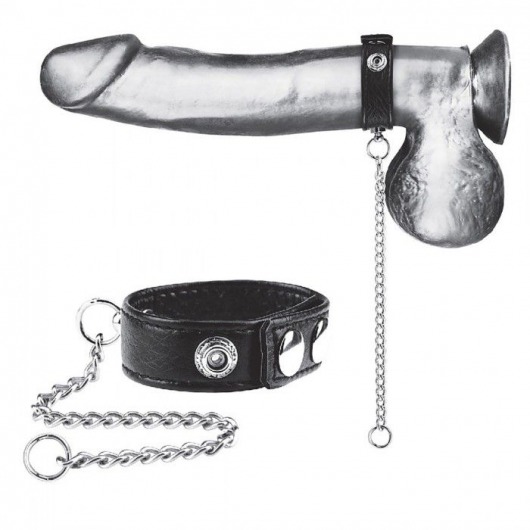 Утяжка на пенис с поводком Snap Cock Ring With 12  Leash - BlueLine - купить с доставкой в Орске