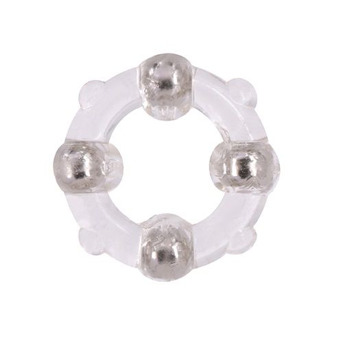 Эрекционное кольцо с 4 бусинами MENZSTUFF STUD RING CLEAR - Dream Toys - в Орске купить с доставкой