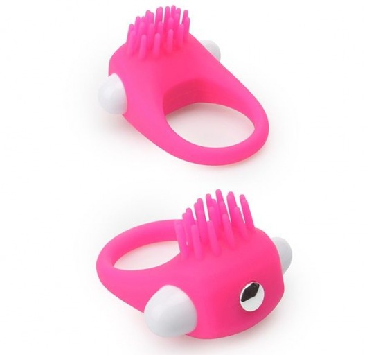 Розовое эрекционное кольцо с щеточкой LIT-UP SILICONE STIMU RING 5 - Dream Toys - в Орске купить с доставкой