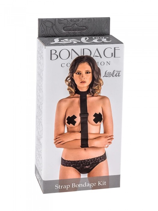 Ошейник с длинной лентой и наручниками Strap Bondage Kit Plus Size - Lola Games - купить с доставкой в Орске