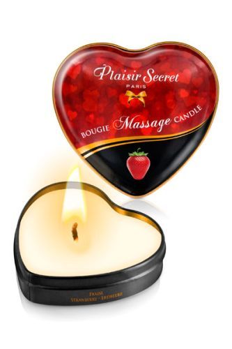 Массажная свеча с ароматом клубники Bougie Massage Candle - 35 мл. - Plaisir Secret - купить с доставкой в Орске