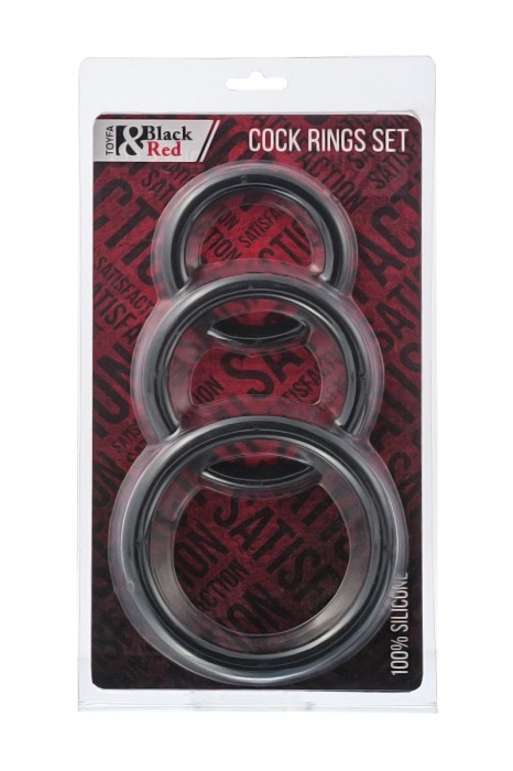 Набор из 3 чёрных эрекционных колец - ToyFa - в Орске купить с доставкой