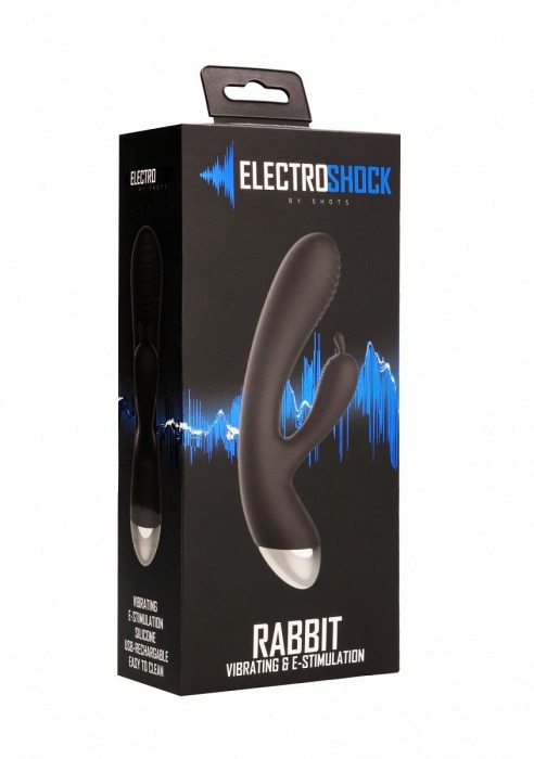 Чёрный вибратор E-Stimulation Rabbit Vibrator с электростимуляцией - 19 см. - Shots Media BV - купить с доставкой в Орске