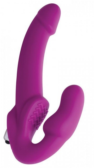 Ярко-розовый безремневой вибрострапон Evoke Vibrating Strapless Silicone Strap-on Dildo - XR Brands - купить с доставкой в Орске