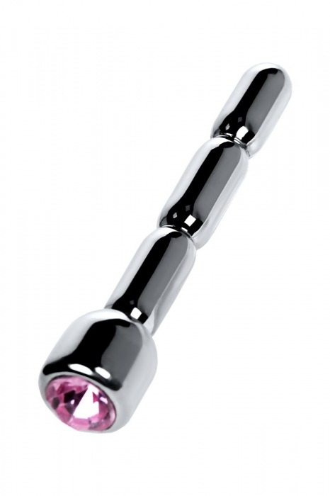 Серебристый уретральный плаг со стразом - 7 см. - ToyFa - купить с доставкой в Орске