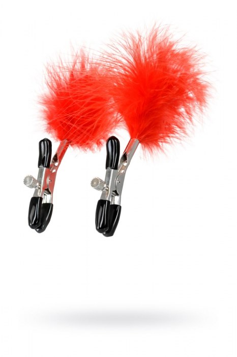 Зажимы для сосков с красным пухом Theatre - ToyFa - купить с доставкой в Орске