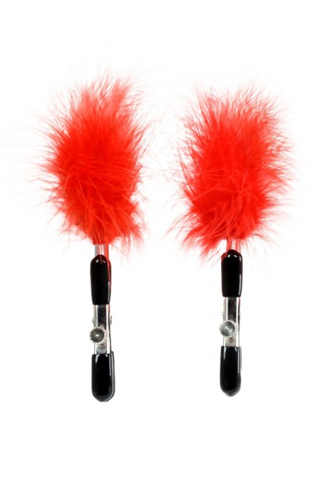Зажимы для сосков с красным пухом Theatre - ToyFa - купить с доставкой в Орске