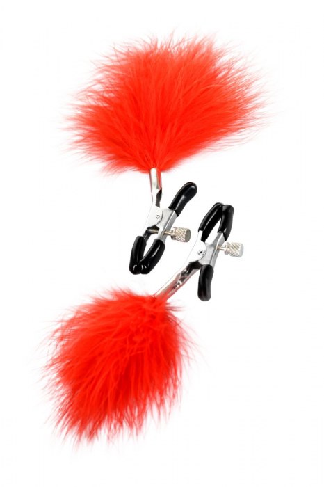 Зажимы для сосков с красным пухом Theatre - ToyFa - купить с доставкой в Орске